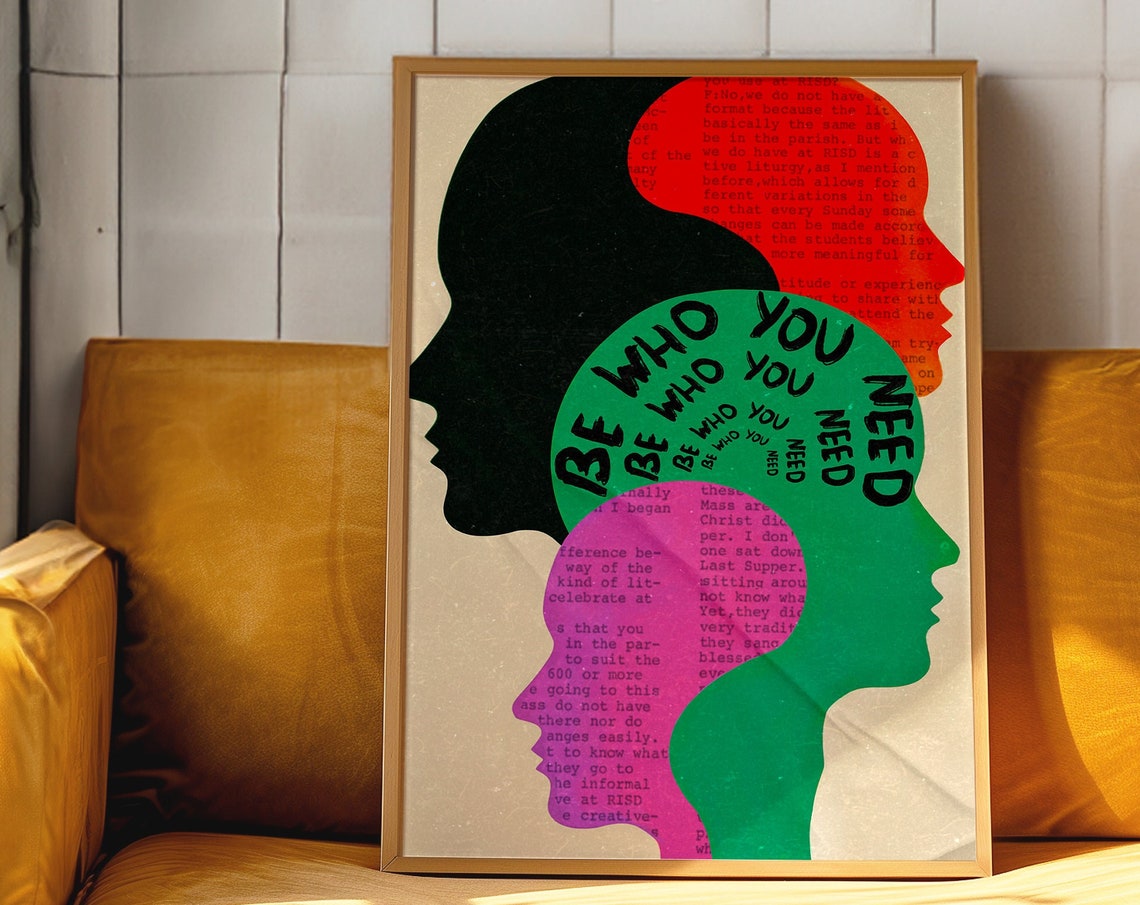 Self Affirmation Poster 70s Retro Trippy Wall Art Print