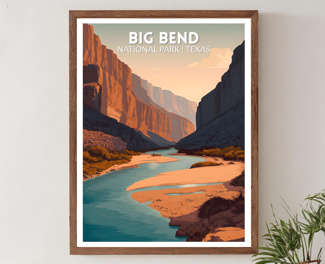 Big Bend National Park Texas Retro Travel Poster