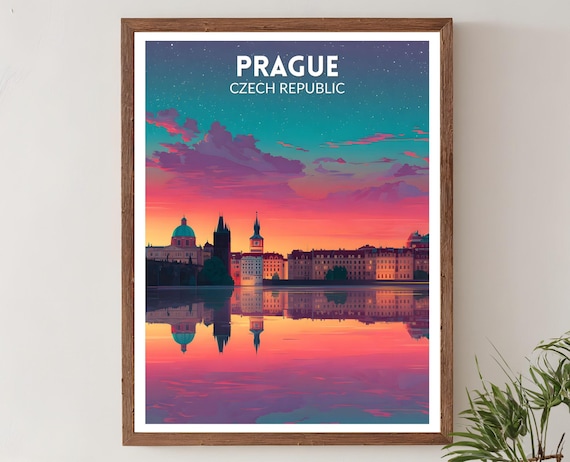 Prague Czech Republic Vibrant Travel Poster