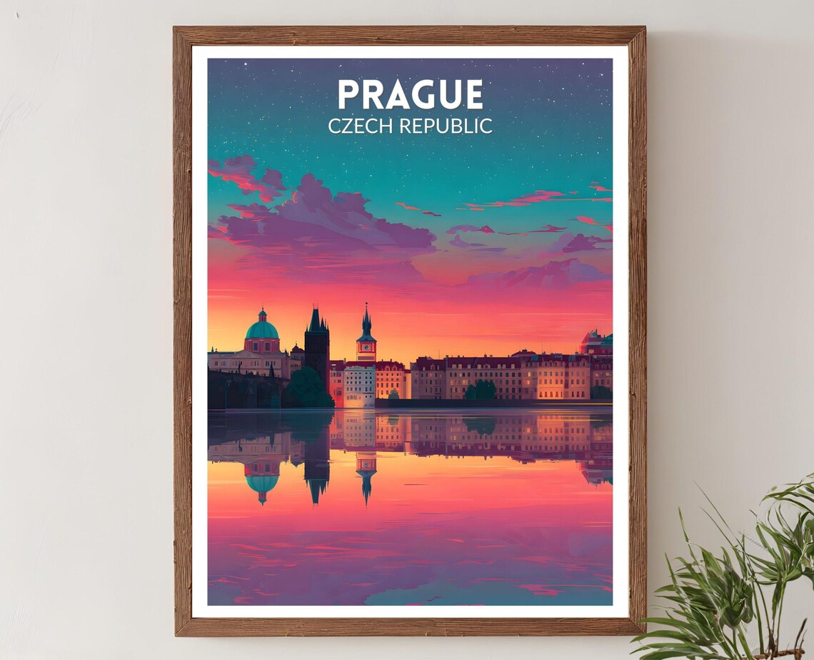 Prague Czech Republic Vibrant Travel Poster