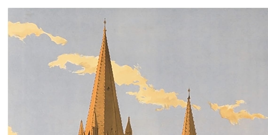 Australia St Pauls Melbourne Victorian Centenary 1934 Travel Poster - Image 2