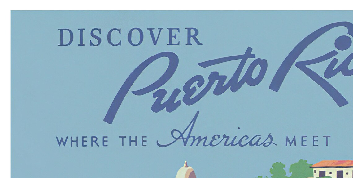 Puerto Rico Discover El Morro Fort Cannon Vintage Travel Poster - Image 2