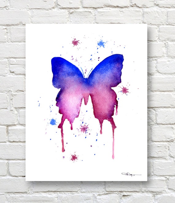 Butterfly Art Print Wall Decor Abstract Watercolor Painting