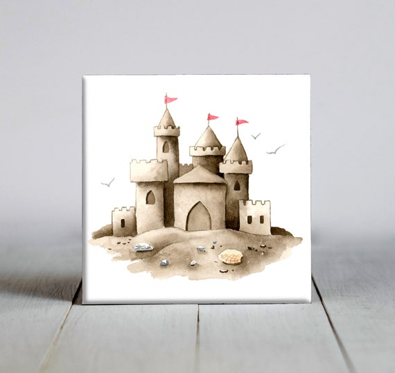 Sand Castle Ceramic Tile Sand Castle Decorative Tile Beach Lover Gift Unique Beach Gifts