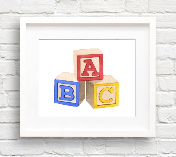 ABC Blocks Art Print, Nursery Decor