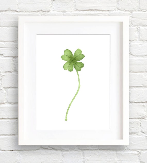Shamrock Four Leaf Clover Watercolor Art Print
