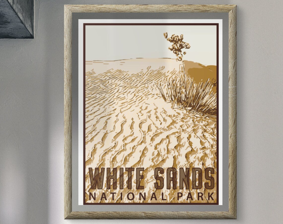 White Sands National Park Desert Dunes Sepia Vintage Travel Poster