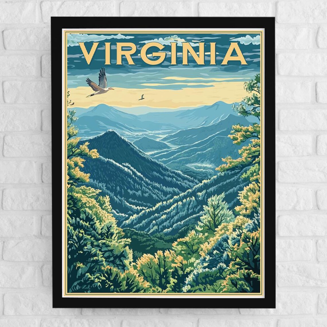 Virginia Blue Ridge Mountain Scenic Vista Vintage Travel Poster