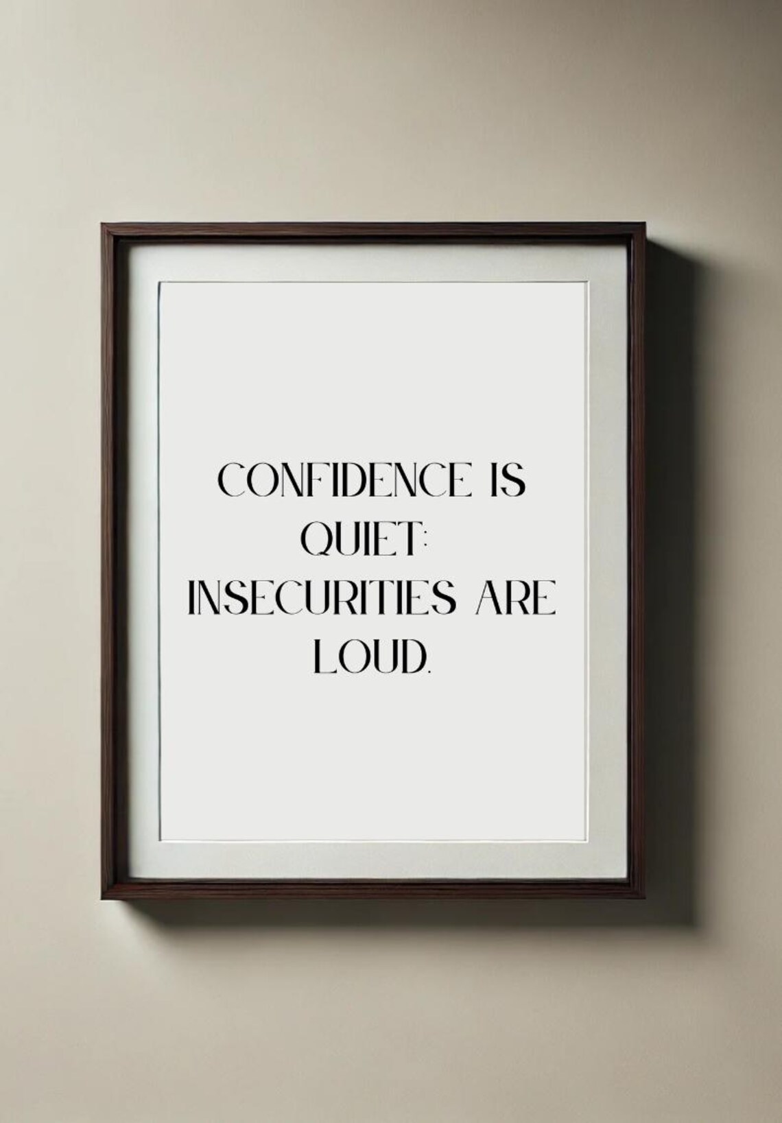 Confidence Is Quiet Insecurities Are Loud Minimalist Quote Poster