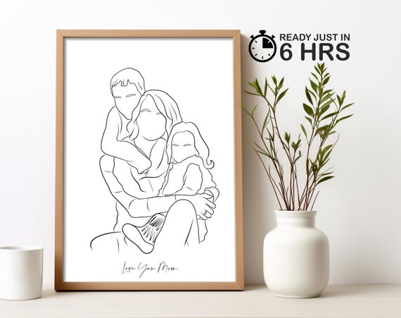 Personalised Mothers Day Gift Gift For Mom Custom Portrait Birthday Gift Gift For Mother Minimalist Wall Art Unique Gift Gift For Her