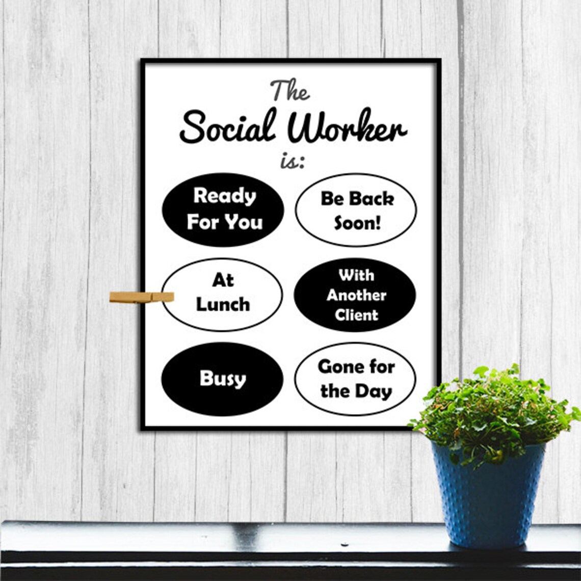 Social Worker Door Sign Art Print, Gift for Social Worker