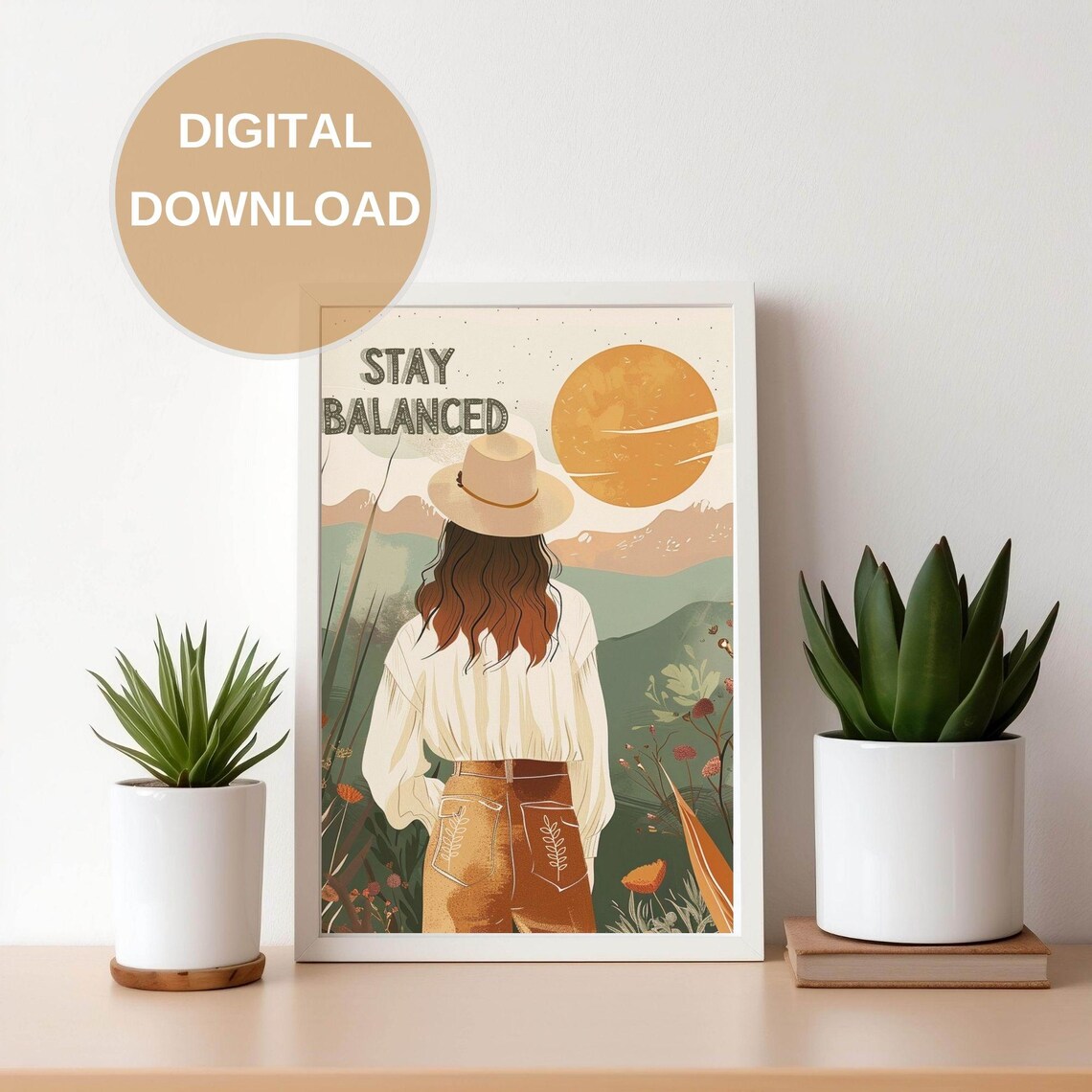 Stay Balanced - Boho Girl, Calm Nature Art Print - Image 2