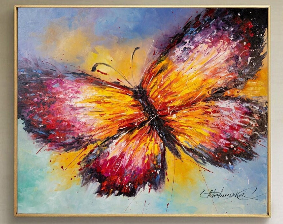 Colorful Abstract Butterfly Pastel Background Framed Wall Art Poster