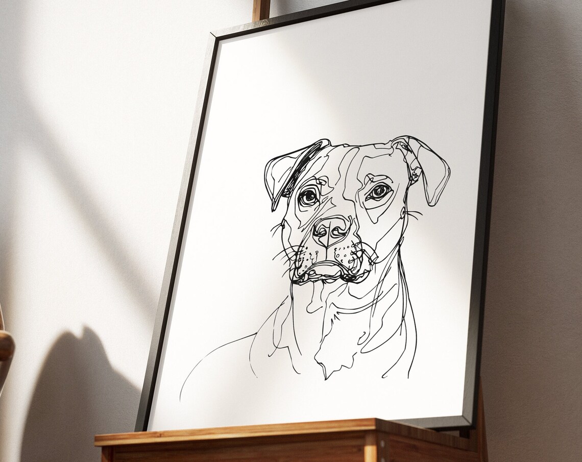 English Staffordshire Bull Terrier Head Portrait Clean Line Dog Poster