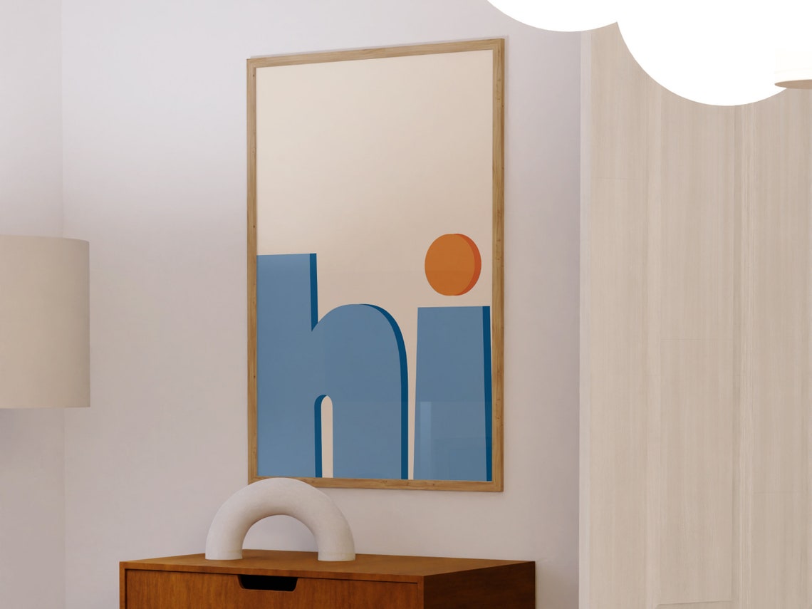 Hi Blue Minimalist Modern Scandinavian Style Typography Poster - Image 6