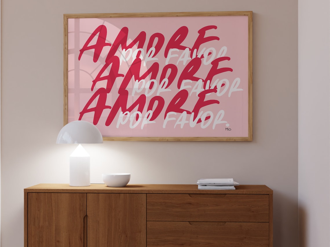 Amore Por Favor Red Pink Love Quote Spanish Typography Poster - Image 3