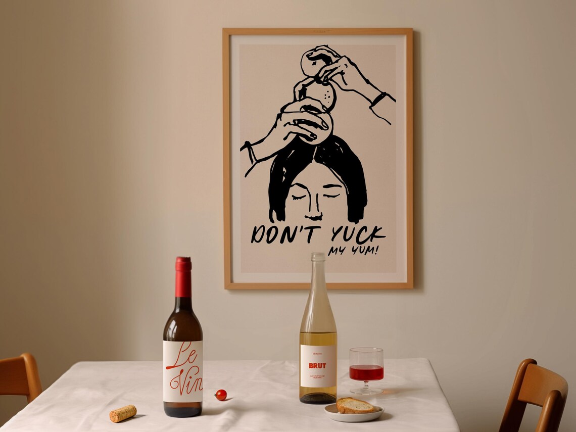 Don't Yuck My Yum Funny Monochrome Citrus Illustration Poster - Image 2
