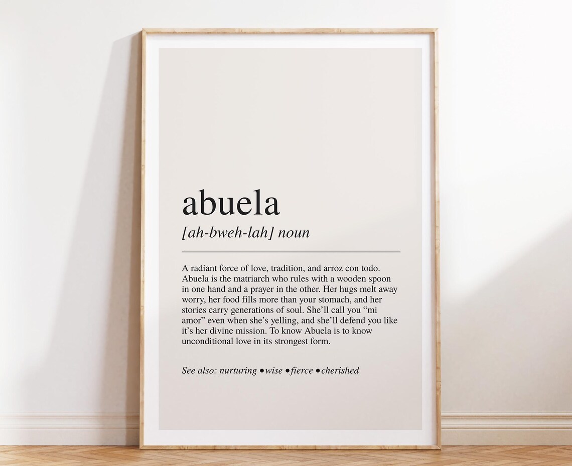 Abuela Definition Quote, Grandma Gift Art Print