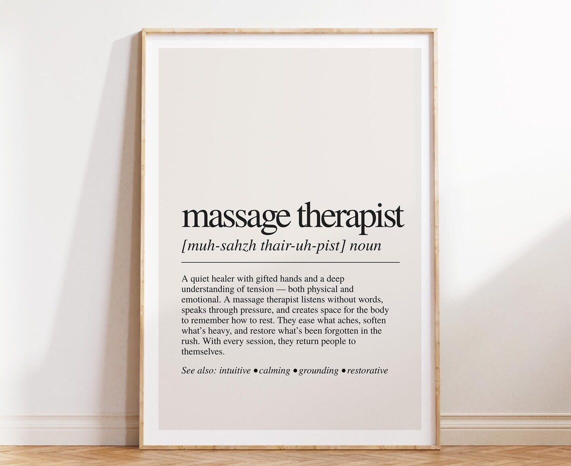 Massage Therapist Definition Print, Spa Decor
