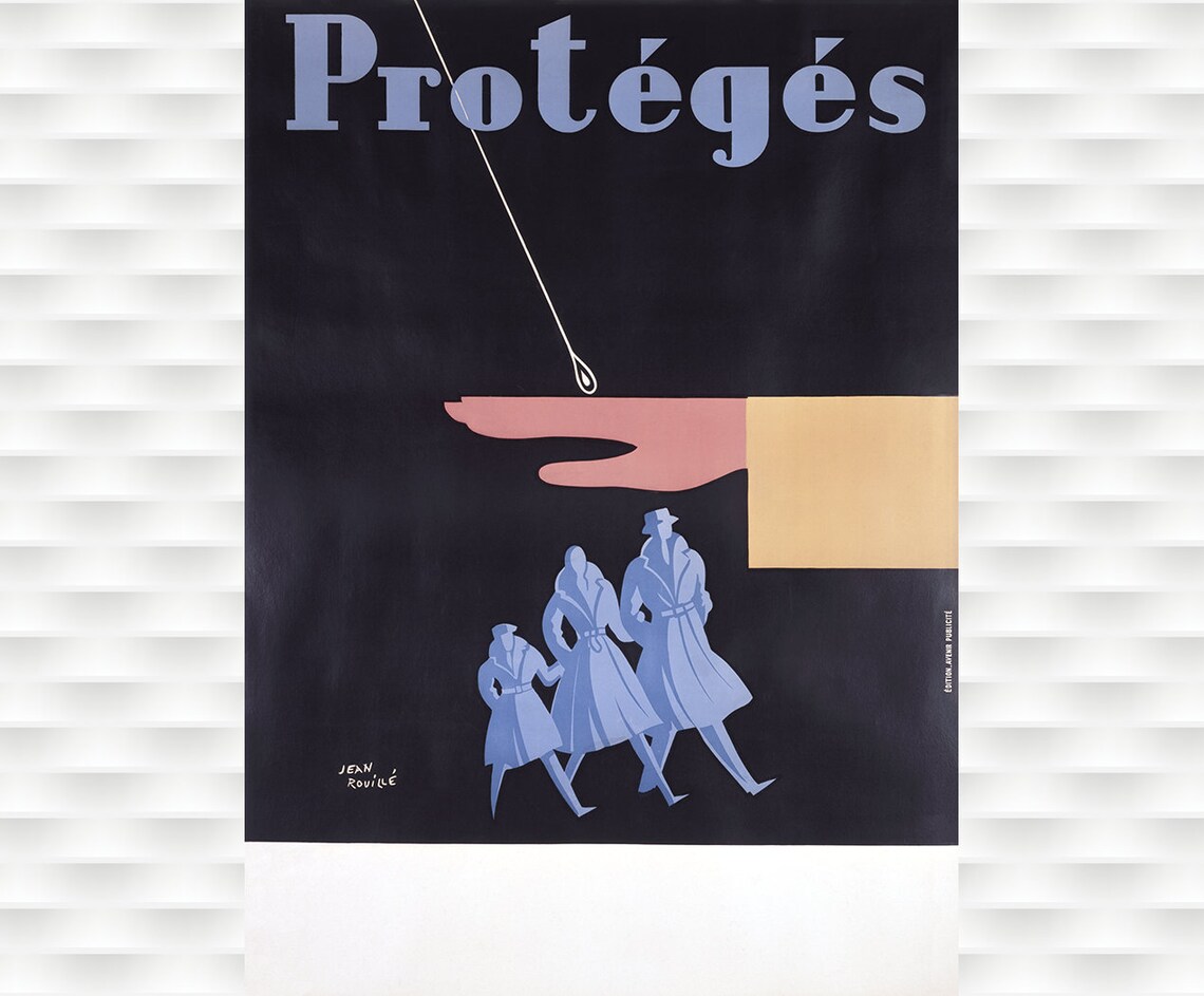 Proteges French Raincoat Jean Rouille Vintage Advertising Poster
