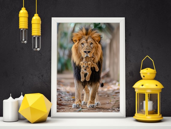 Father And Cub Lion Poster Print Wall Art Instant Art Lion King Poster Animal Art