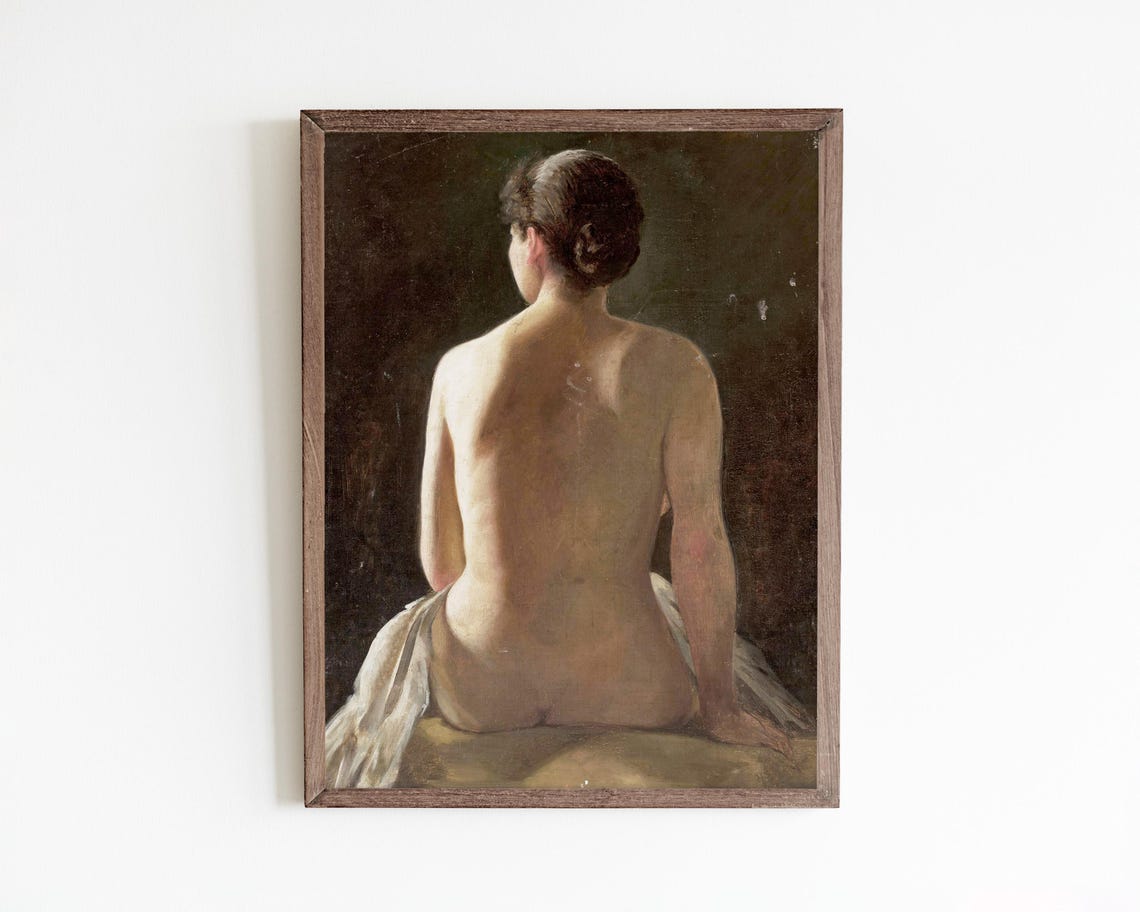 Vintage Woman Print Nude Painting Antique Female Print Vintage Portrait Painting Woman Painting Portrait Oil Painting Vintage Art