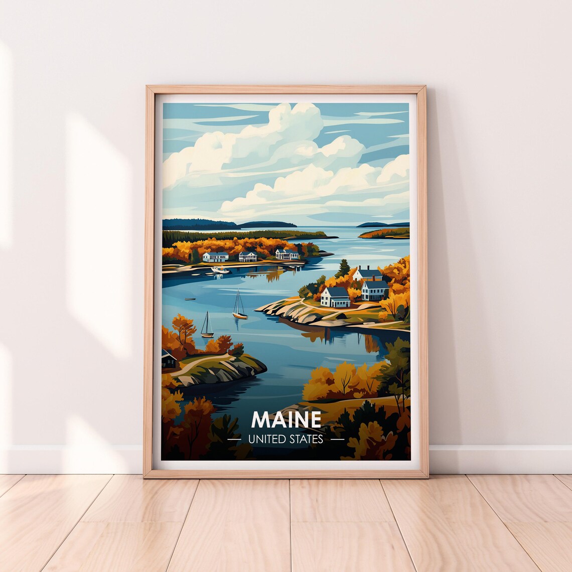 Maine Poster Maine Wall Art United States Poster East Coast Premium Print Usa Print Maine Poster Home Dcor