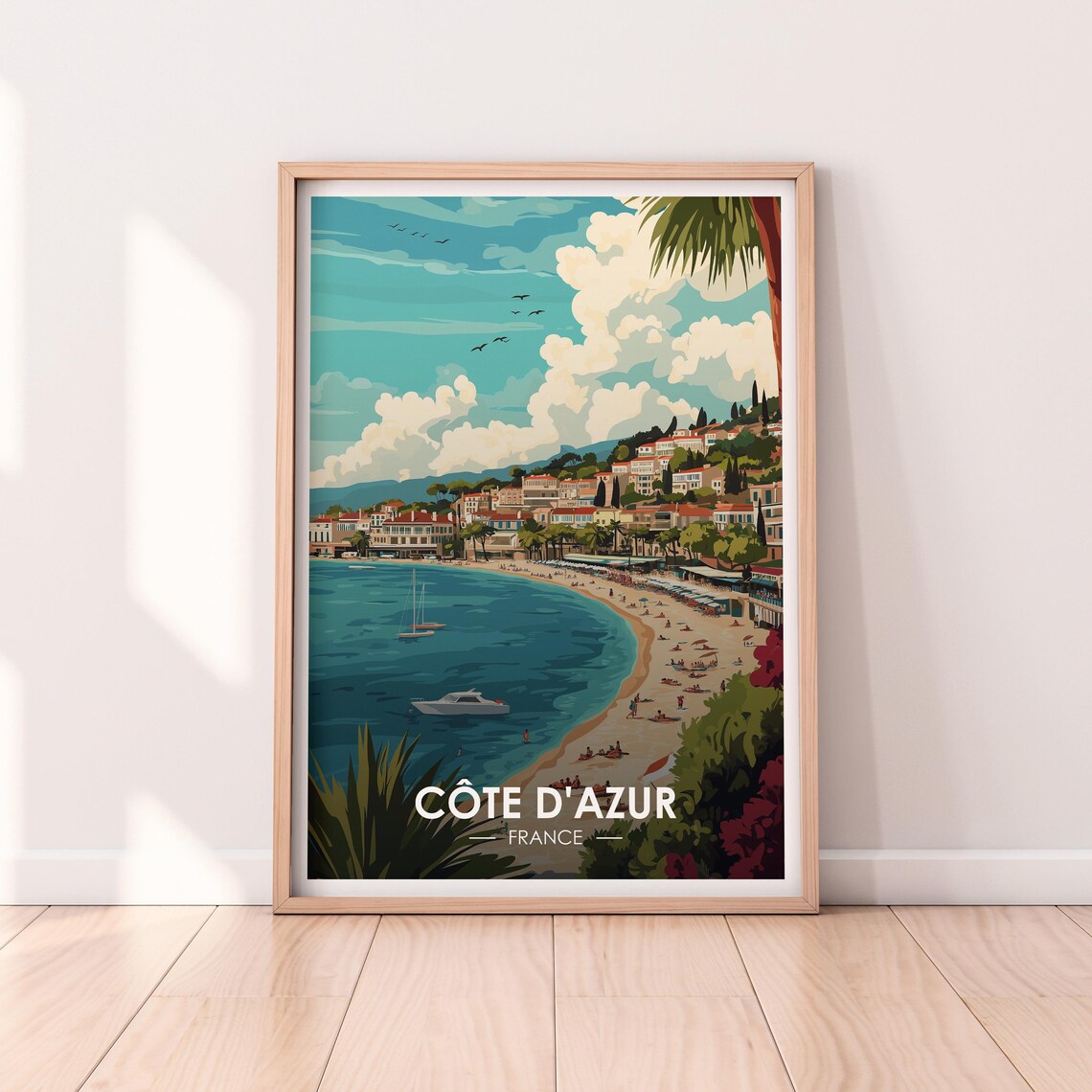 Cote dAzur France Riviera Beach Resort Town Vintage Travel Poster