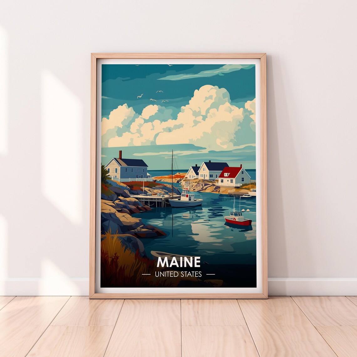 Maine Poster Maine Wall Art United States Poster East Coast Premium Print Usa Print Maine Poster Home Dcor