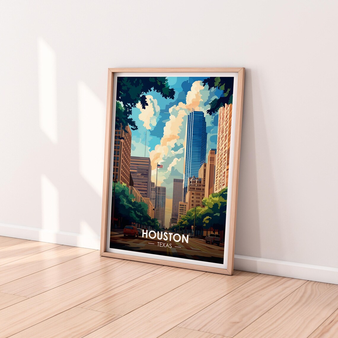 Houston Texas Downtown Street Skyscrapers Daytime Skyline Poster - Image 2