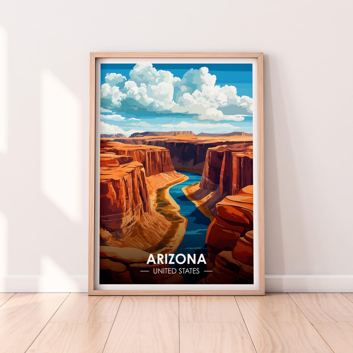 Arizona Red Rock Canyon Horseshoe River Bend Scenic Travel Poster
