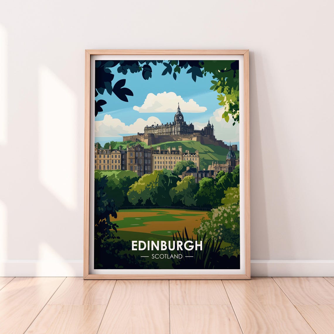 Edinburgh Scotland Castle Overlooking Park Gardens Travel Poster