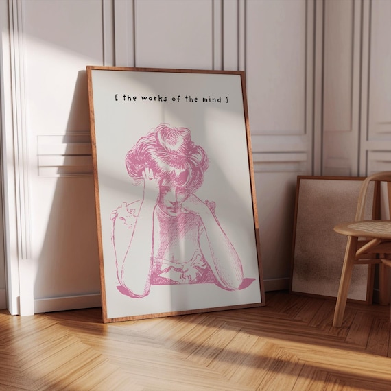 The Works Of The Mind Pink Vintage Woman Classic Sketch Art Poster