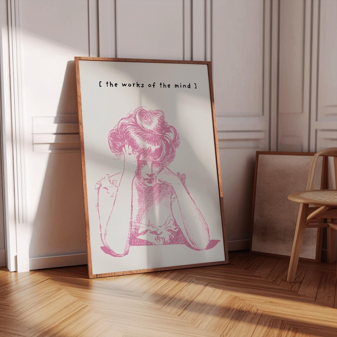 The Works Of The Mind Pink Vintage Woman Classic Sketch Art Poster