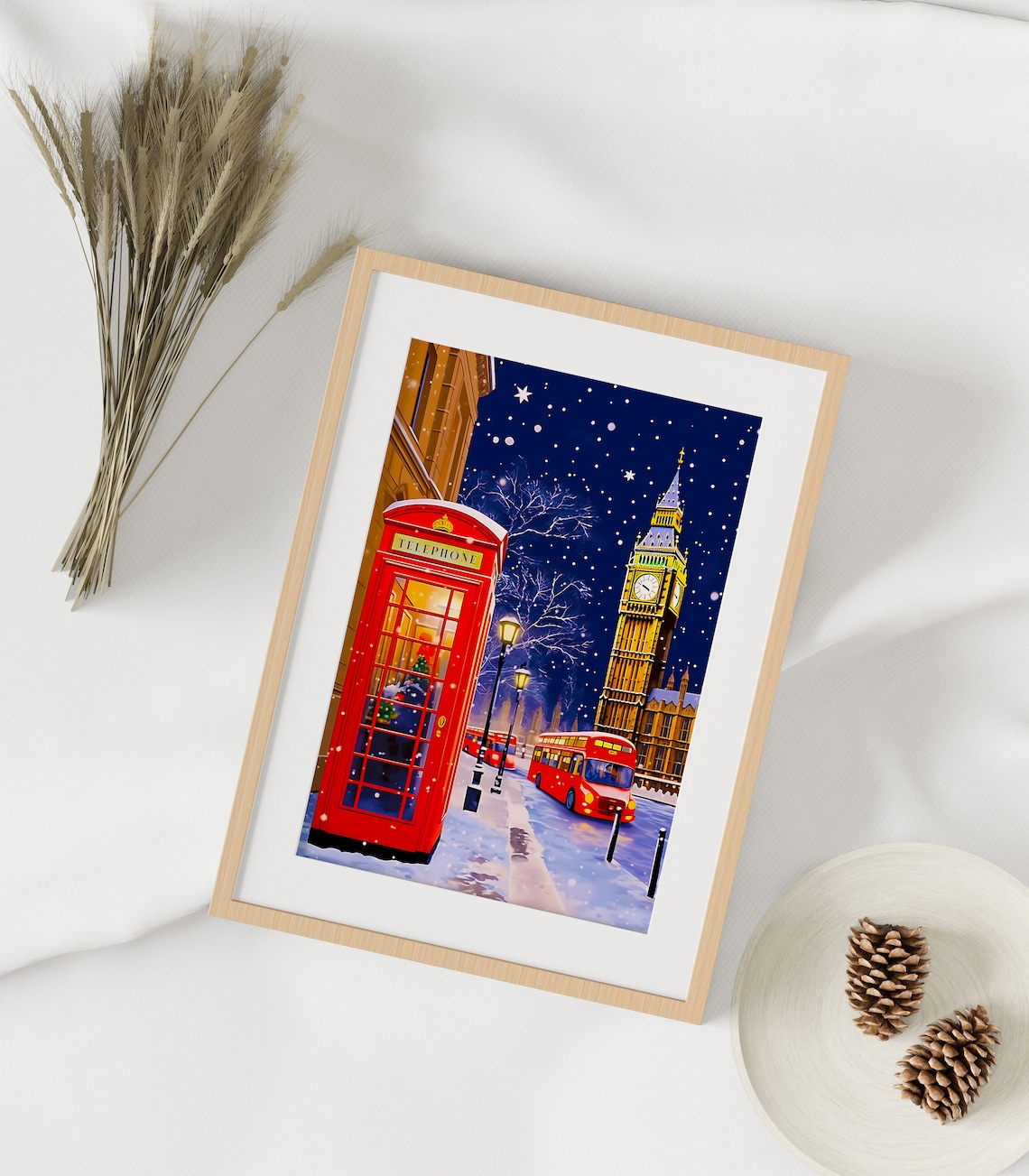 Christmas In London Travel Poster, Big Ben Holiday Art - Image 2