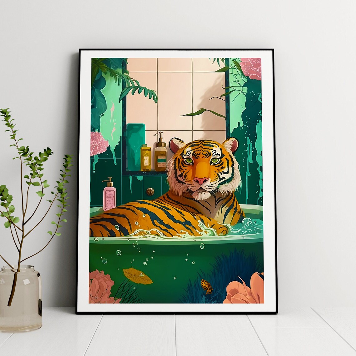 Boho Jungle Bathroom Art Print, Maximalist Animal - Image 2