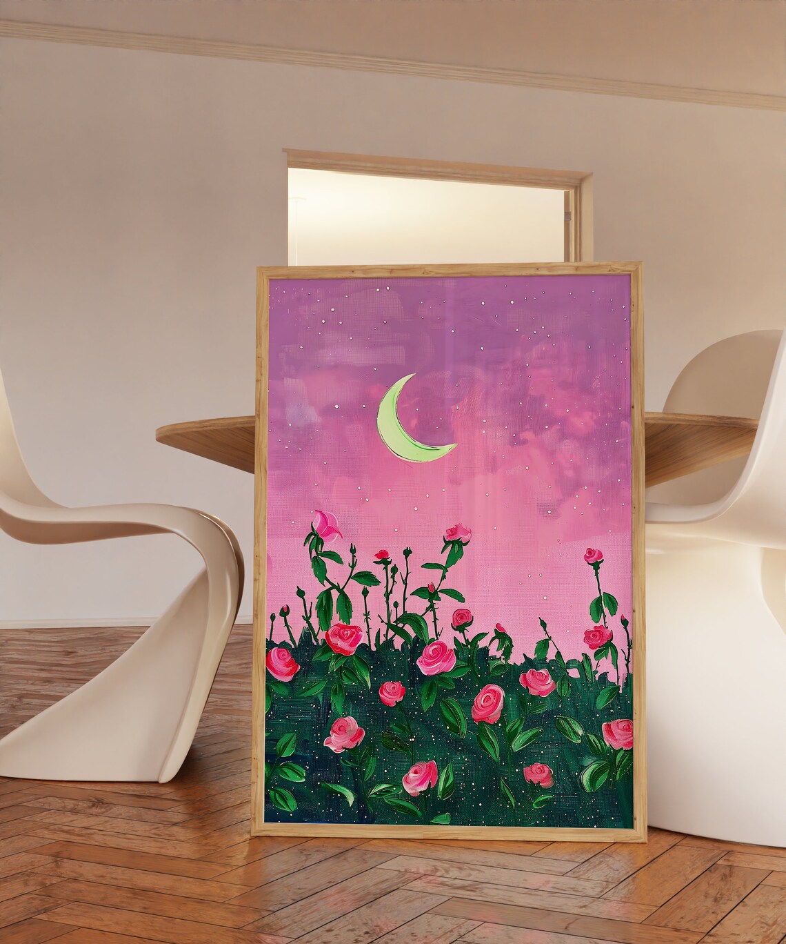 Pink Roses Gouache Painting, Floral Botanical Art Print - Image 3