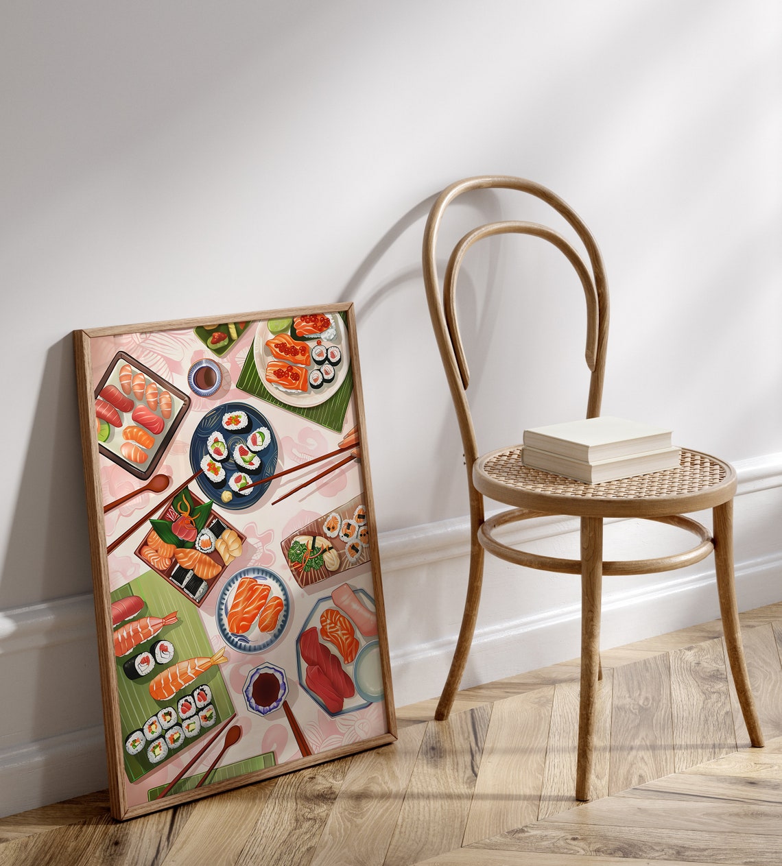 Colorful Sushi Platters Flat Lay Kitchen Illustration Poster - Image 2