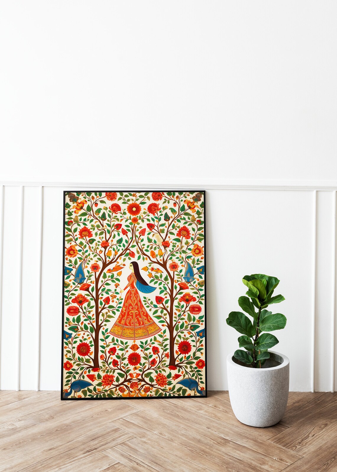 Indian Vintage Floral Folk Art Print - Image 2