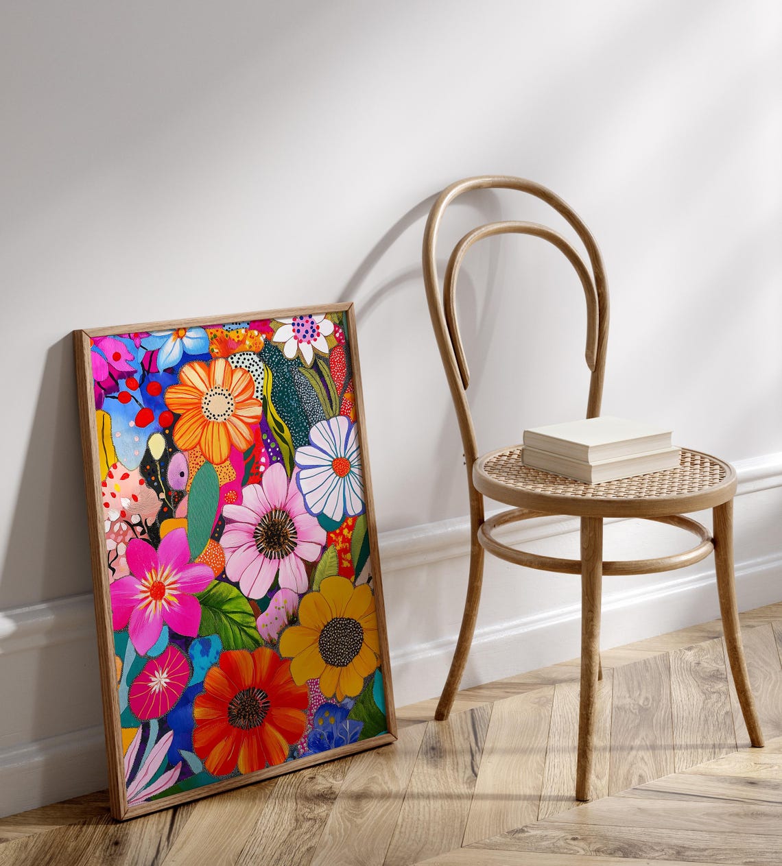 Vibrant Maximalist Flower Bouquet In Bold Colors Art Print Decor - Image 3