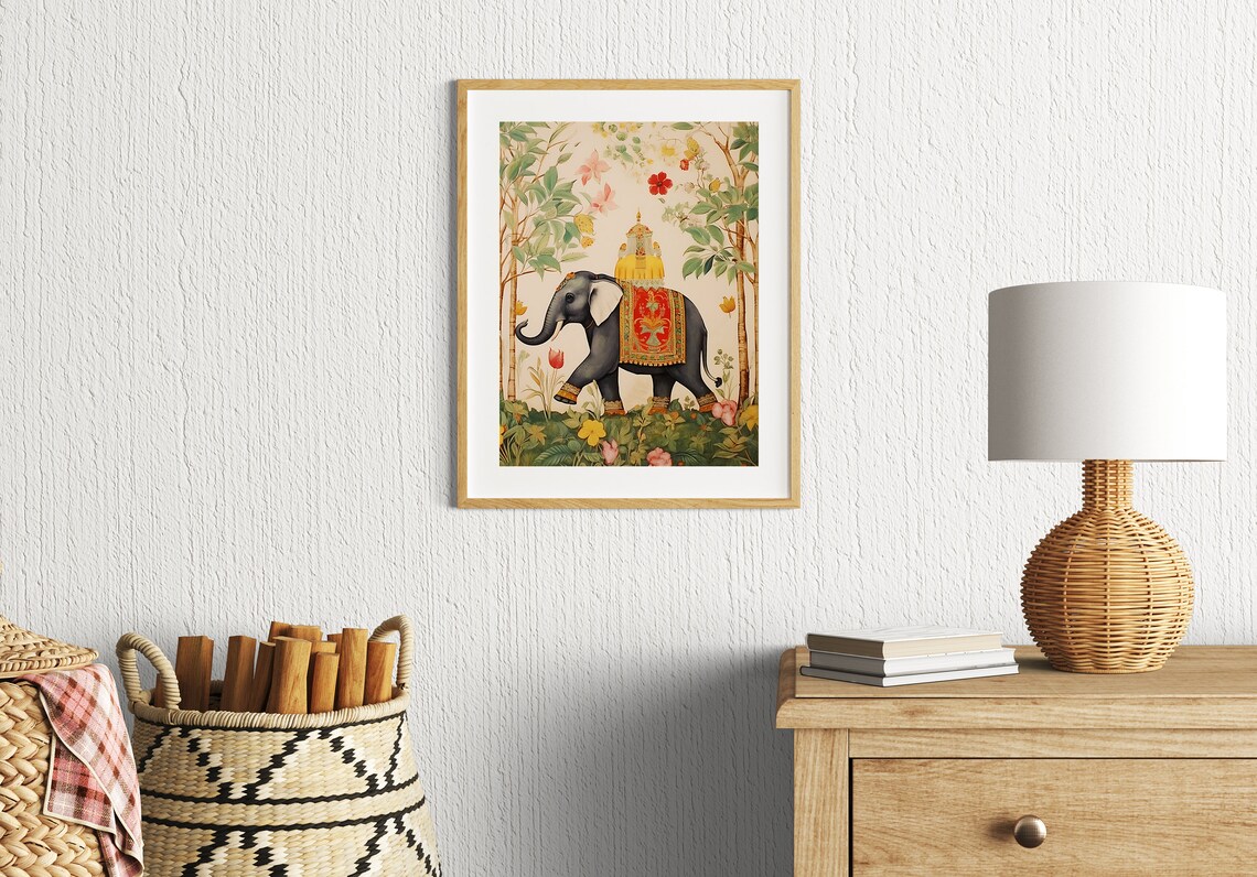 Indian Vintage Palace Elephant Art Print - Image 3