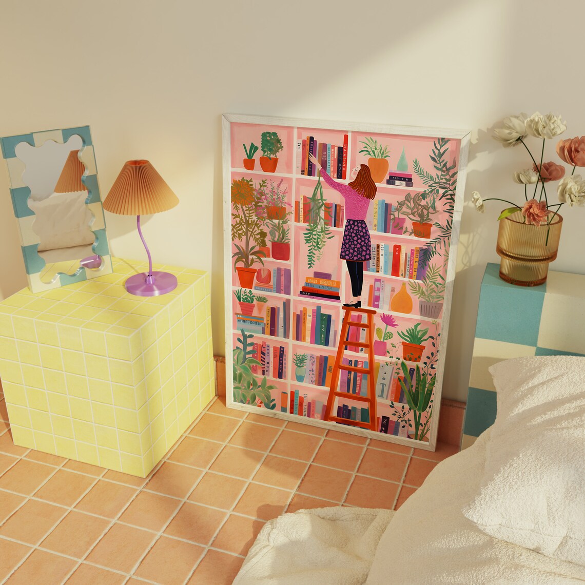 Book Lover Art Print, Bookworm Library Decor - Image 2
