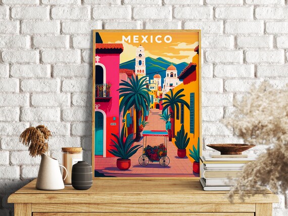 Mexico Illustration Travel Print, Latin America Art