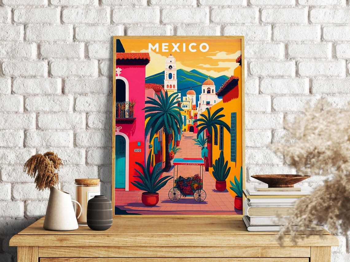 Mexico Illustration Travel Print, Latin America Art