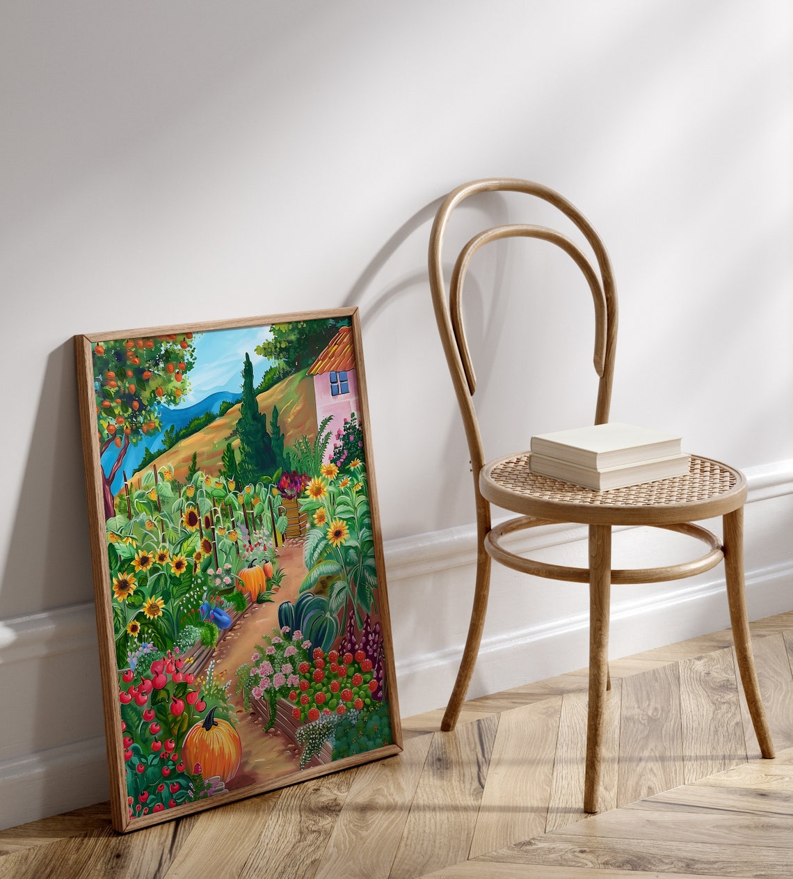 Sunny Vegetable Garden Sunflowers Pumpkins And Tomatoes Print - Image 2