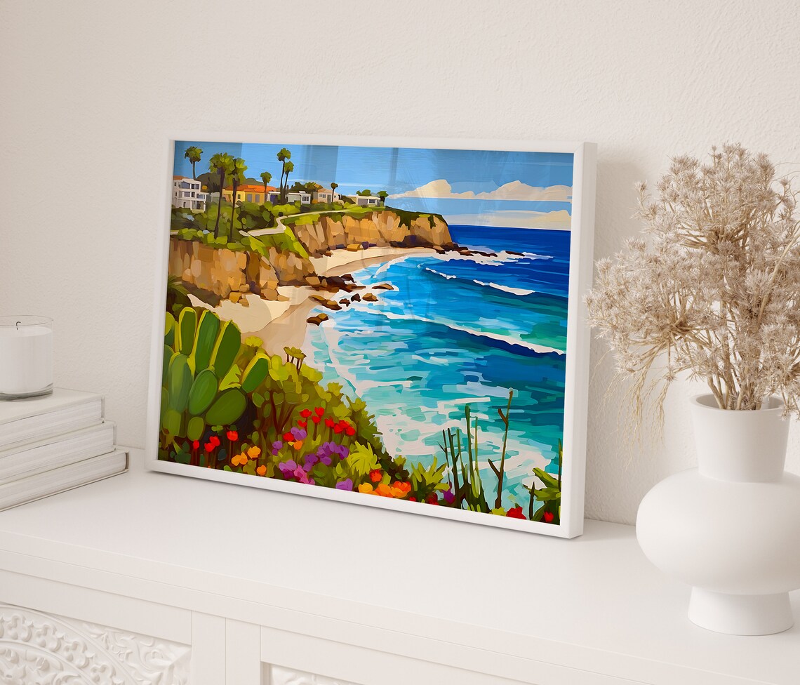 Laguna Beach Travel Poster, California Coast Gouache - Image 2
