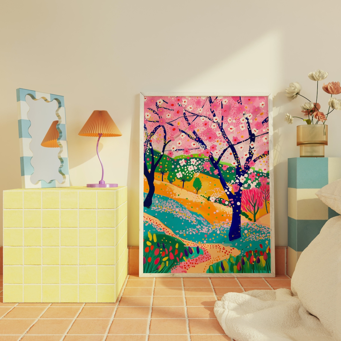 Cherry Blossom Painting, Japanese-Inspired Art Print - Image 2