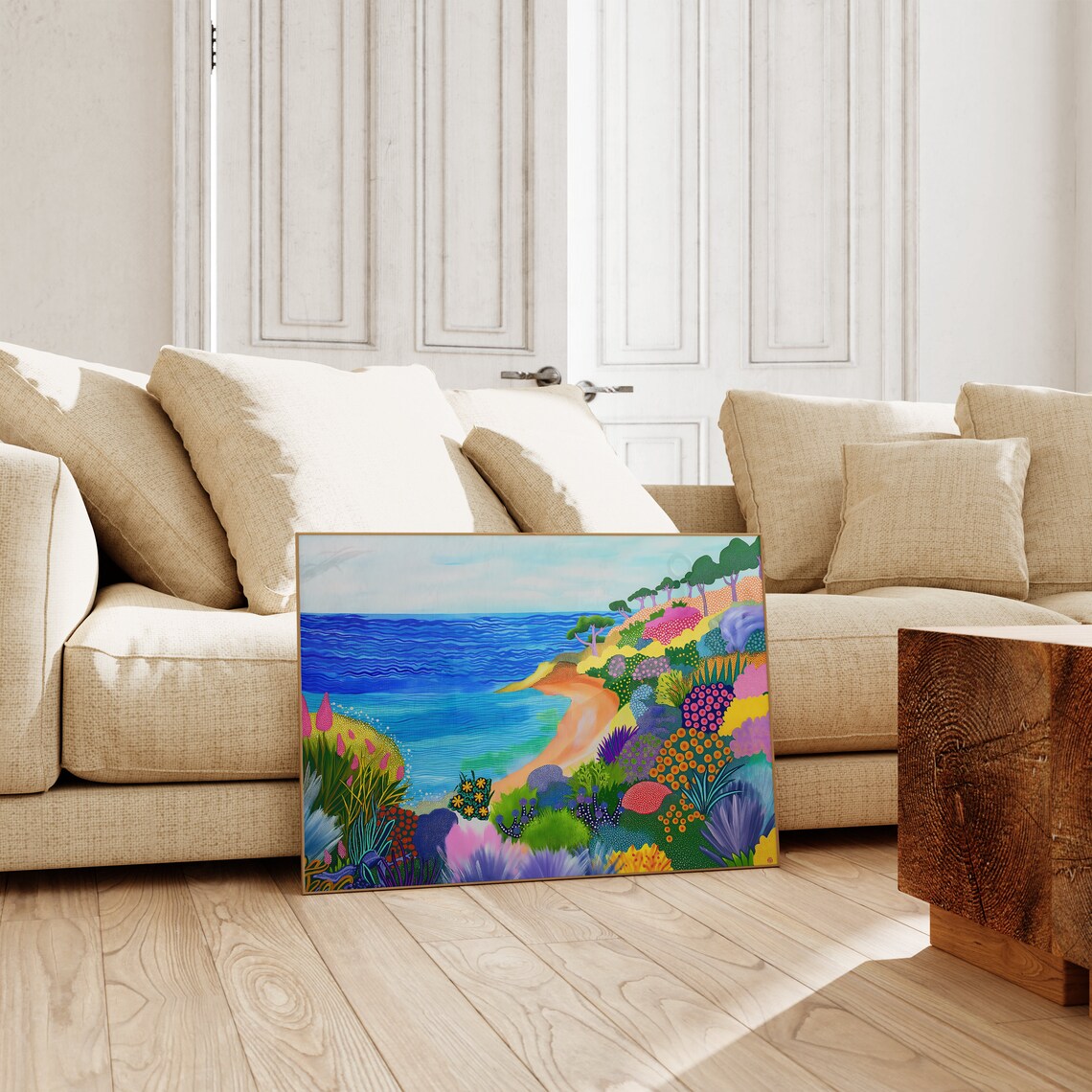 Abstract Colorful Beach Whimsical Seascape Art Print - Image 2