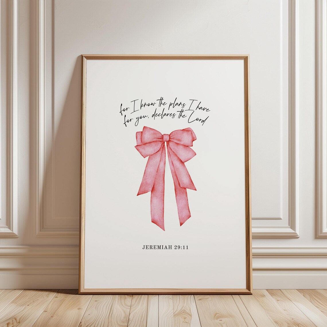 Christian Coquette Pink Bow Bible Verse Wall Art With Scripture Jeremiah 2911 Print For I Know The Plans Have You