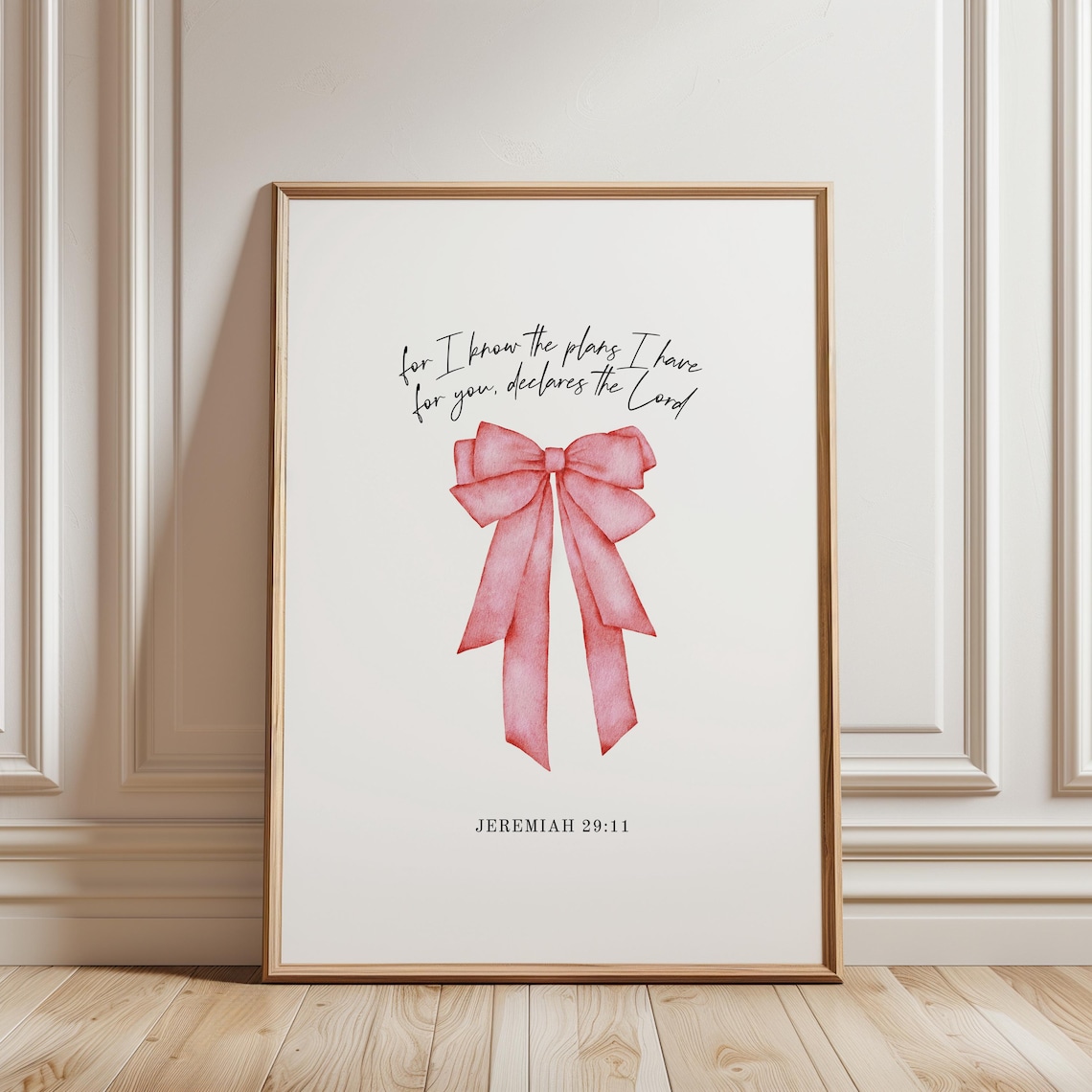 Jeremiah 2911 Pink Bow Bible Verse Wall Art For Christian Women